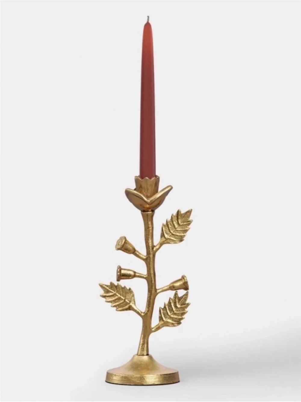 2/  Threshold Gold Metal Botanical Taper Candle Holder